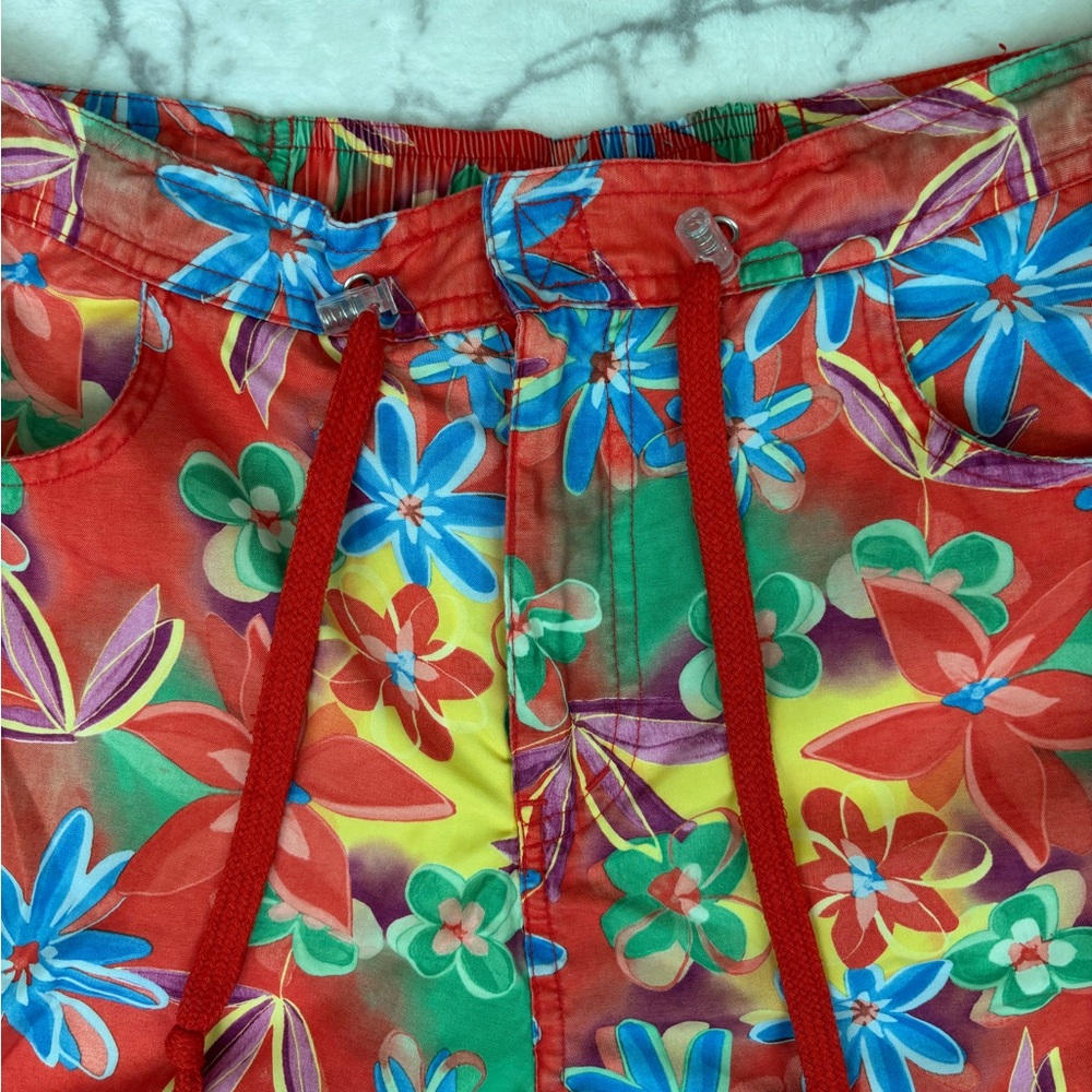 BODY GLOVE Swim Board Shorts Women's M Floral Print Red Blue Green Flowers - Picture 2 of 8